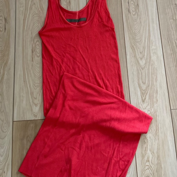 Enza Costa Red Ribbed Sleeveless Tank Midi Dress - Size s/m - Picture 2 of 6